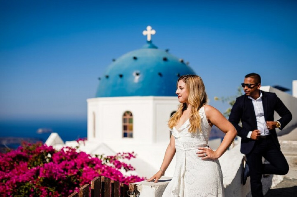 Photos with Blue Dome Churches in Santorini