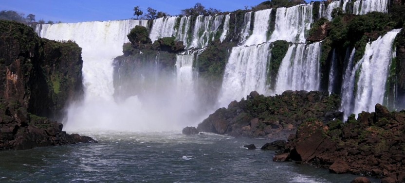 Brazilian Falls with Macuco Safari Boat