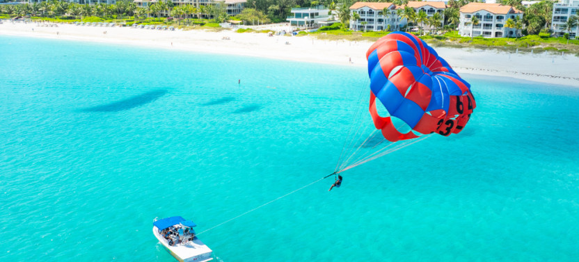 Small Group Parasailing over Providenciales Reef in Grace Bay