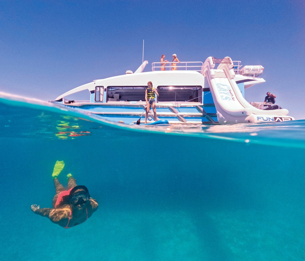 Afternoon Reef Snorkeling & Giant Inflatable Slide Tour in Fiji