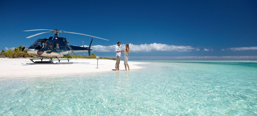 Private Tupai Escape Bora Bora Helicopter Tour with Beach Visit