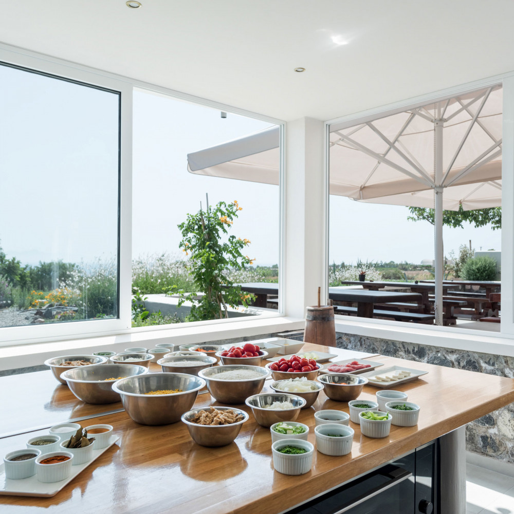 Private Cooking Class With a Chef Overlooking A Santorini Garden