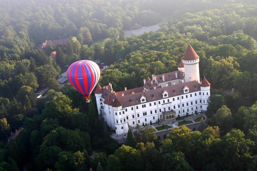 Hot Air Balloon Flight Over Wonderful Nature Around Prague