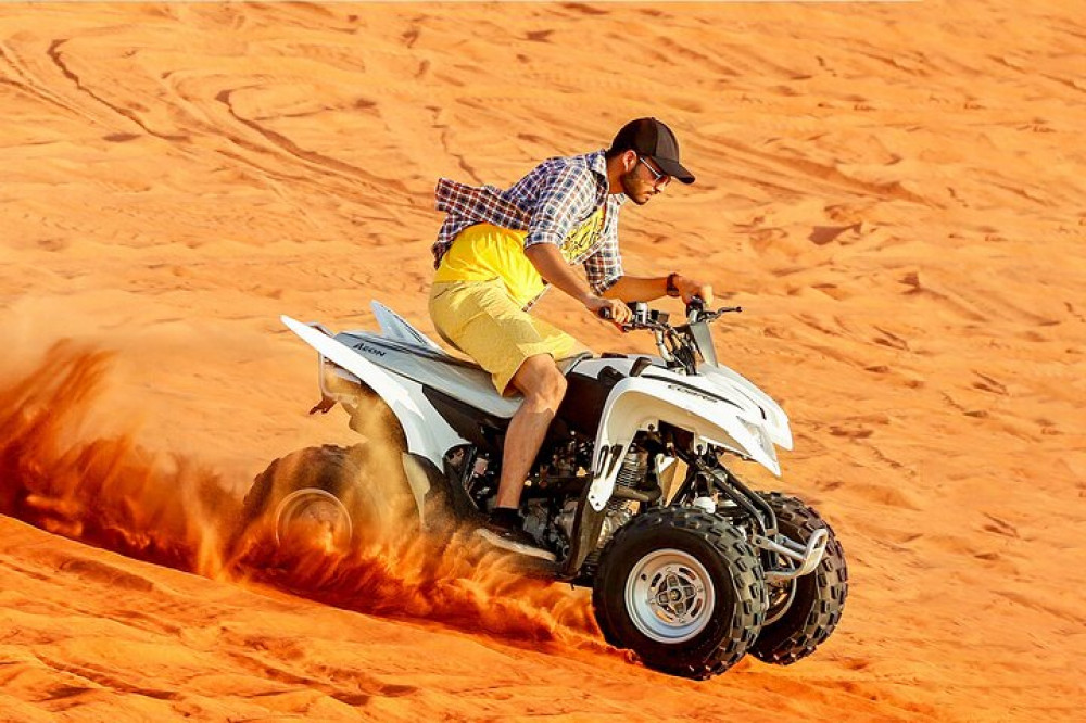 Dubai Desert Dune Bashing, ATV, Camel Ride, Sandboarding, BBQ