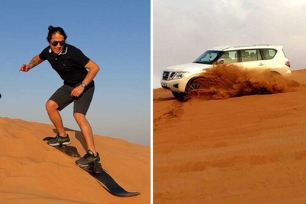 Thrilling Desert Safari Adventure with Sand Boarding and Barbecue Dinner