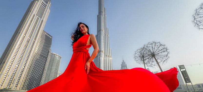 Private Burj Khalifa Flying Dress Instagram Videography Shoot