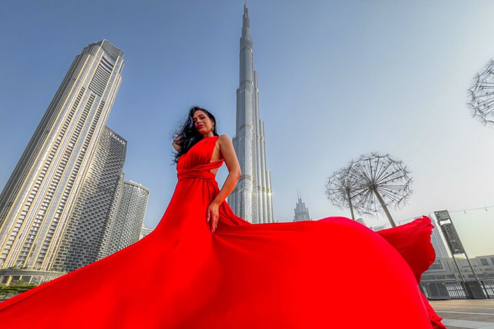 Private Burj Khalifa Flying Dress Instagram Videography Shoot