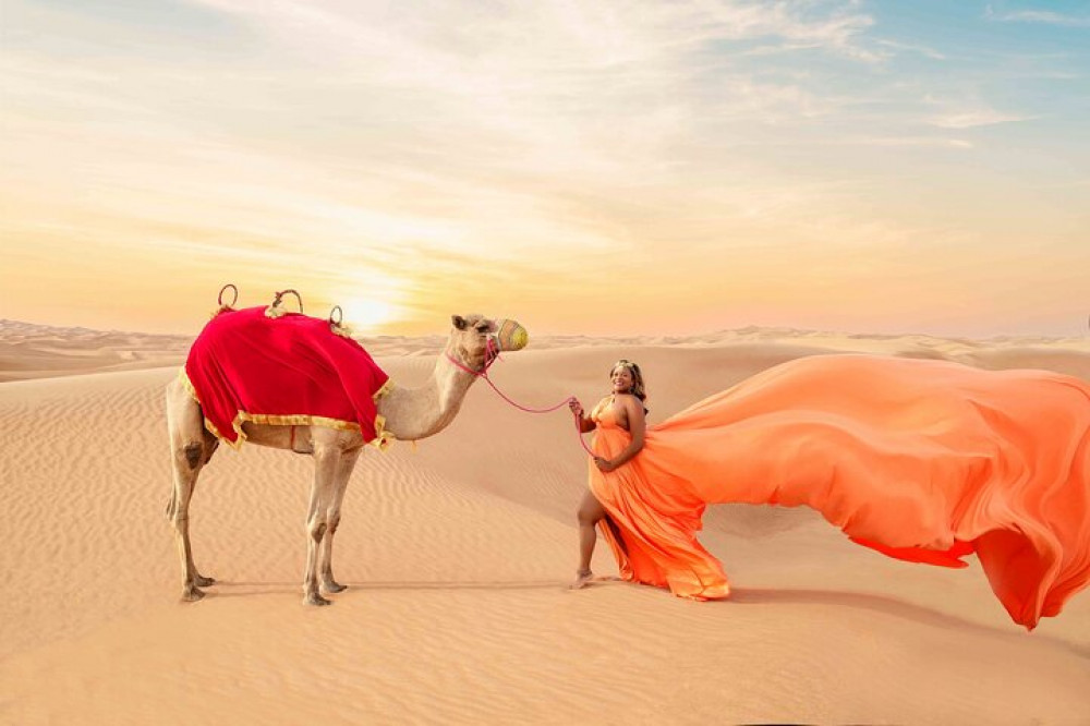 Private Dubai Desert Flying Dress Videography Tour