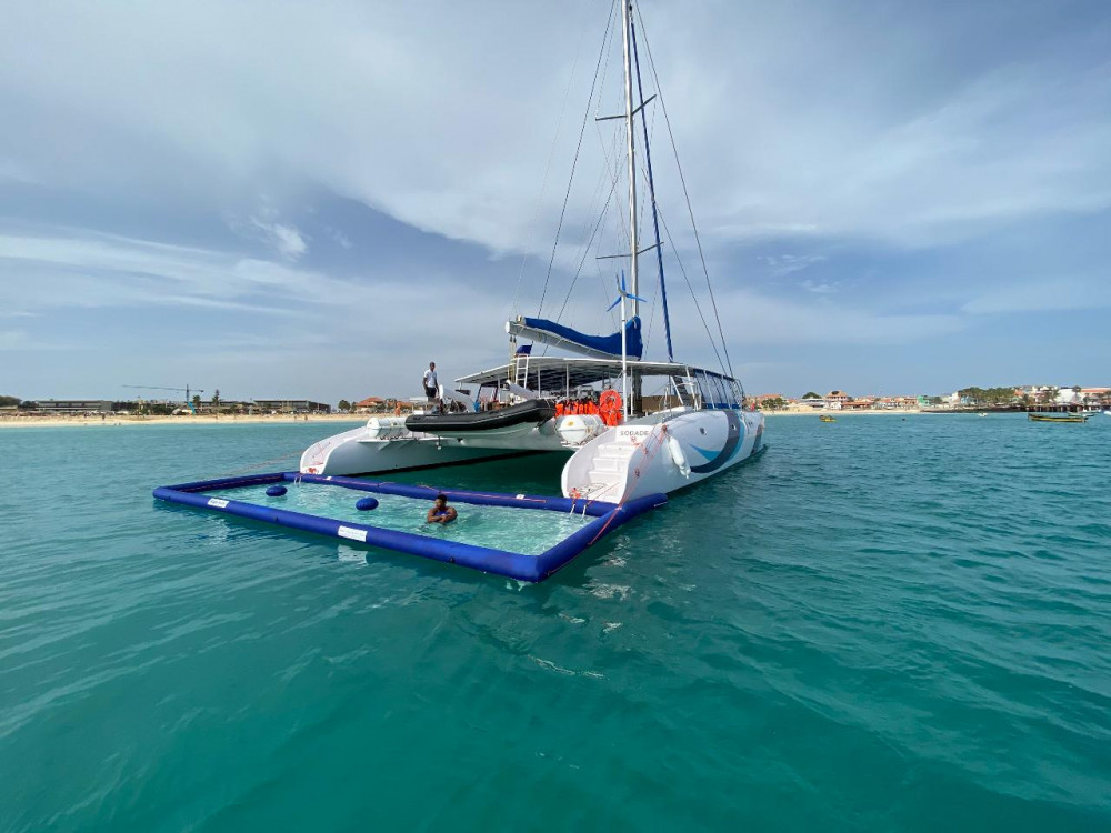 Adults-Only Lounge Catamaran Cruise with Swimming and Snacks in Sal