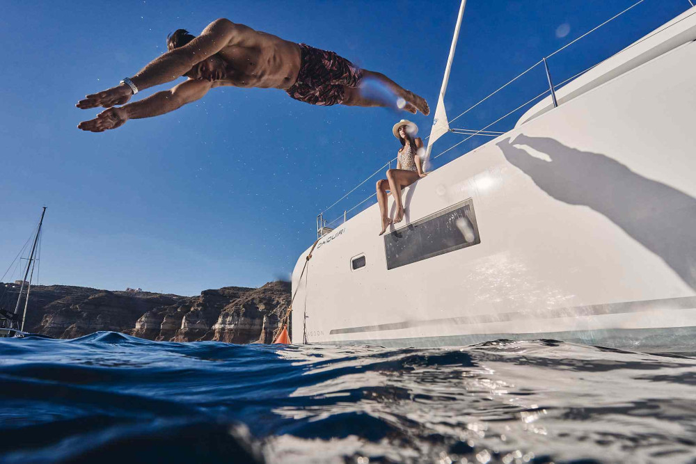 Santorini Private Catamaran Cruise with Wine Tasting on Board