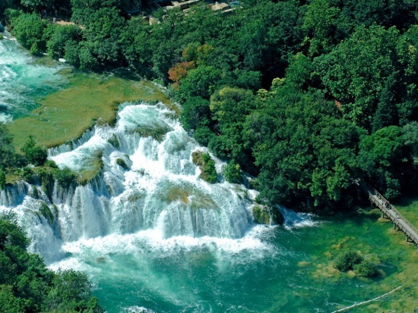 Krka waterfalls and town of Skradin