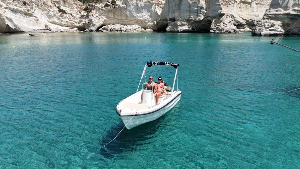 Private Boat Rental to Milos Southern Coast (FunBoat 455N)