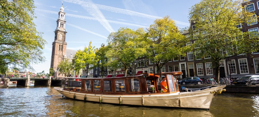 Canal Cruise Boat with Drinks and Cheese