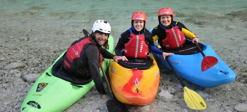 Whitewater Kayak Course On Soca River