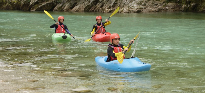 Whitewater Kayak Course On Soca River