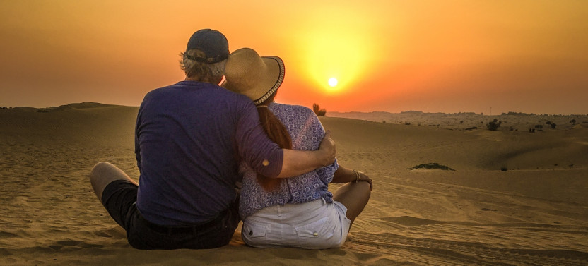 Premium Sunset Camel Trek & Red Dunes Safari w. BBQ at Al Khayma