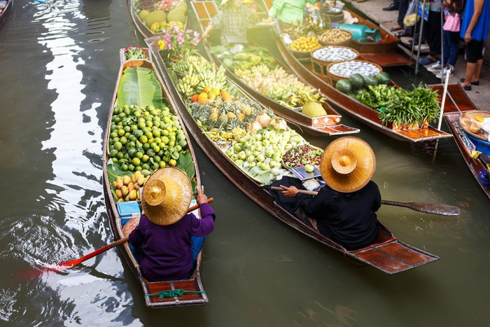 Ayutthaya Temples, Damnoen Floating Market & Maeklong Railway Day Trip