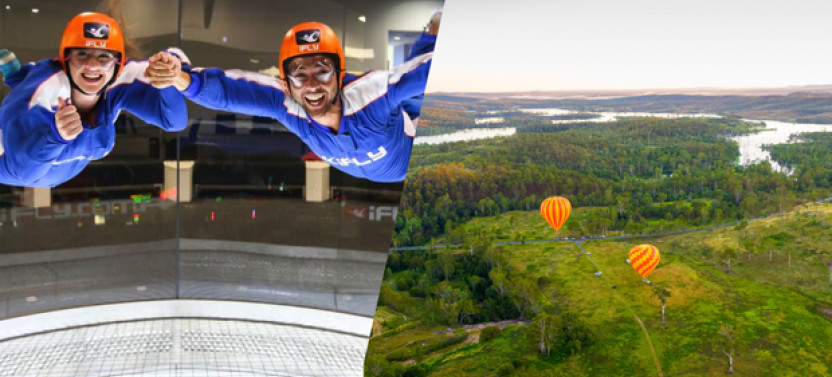 Gold Coast Classic Ballooning + Vineyard Breakfast & iFly Indoor Skydiving