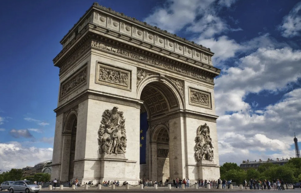 Paris Arc de Triomphe and Champs Elysees