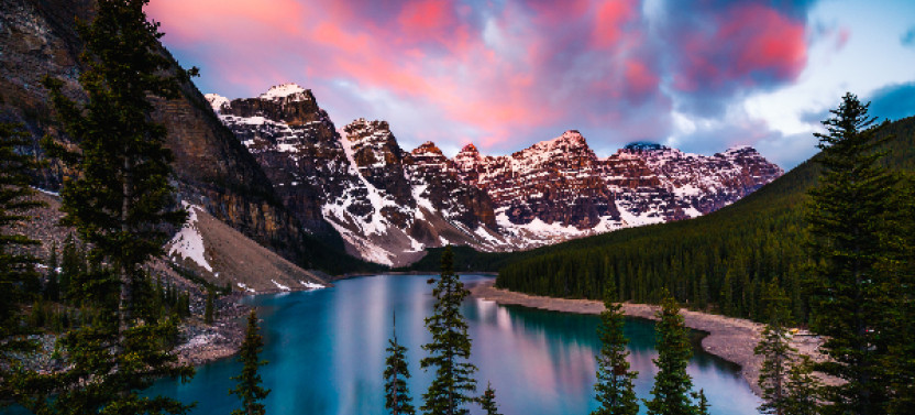 Moraine Lake Sunrise from Canmore or Banff