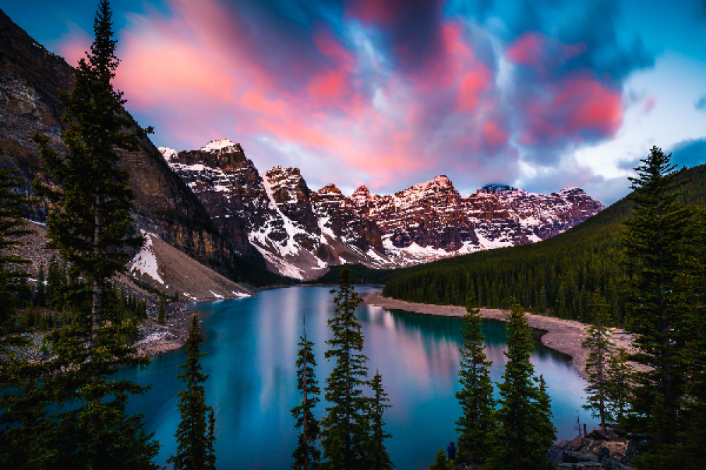 Moraine Lake Sunrise from Canmore or Banff