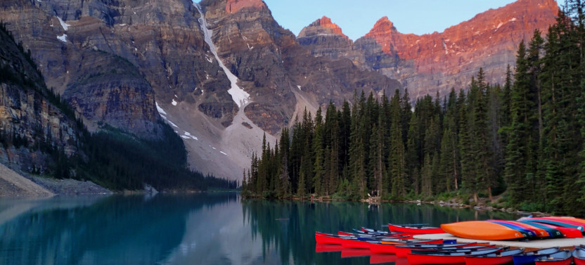 Moraine Lake Sunrise from Canmore or Banff