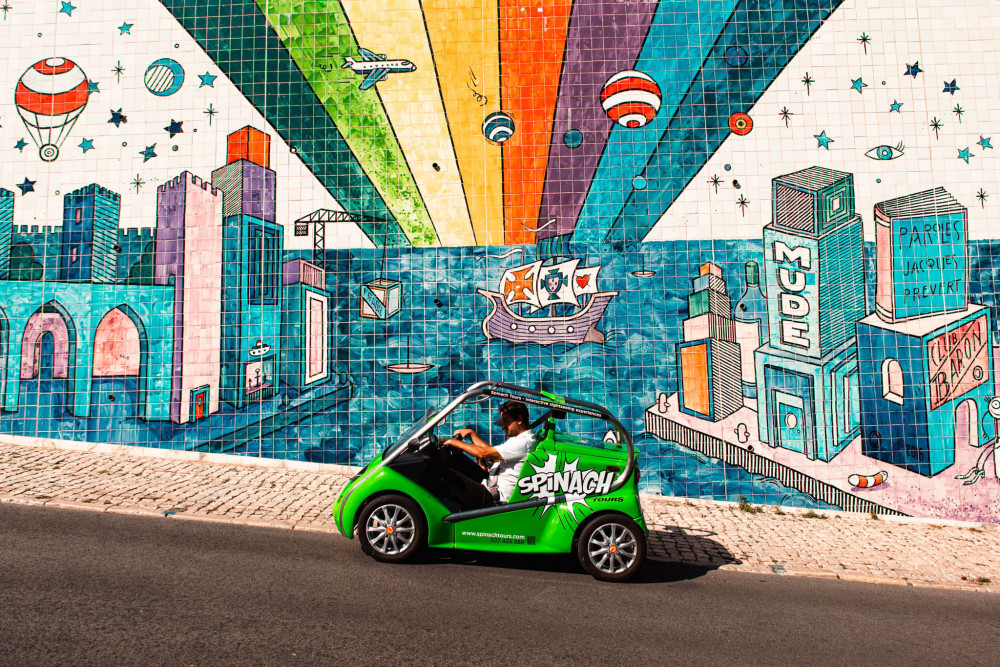 Lisbon Street Art Tour on an Electric Car