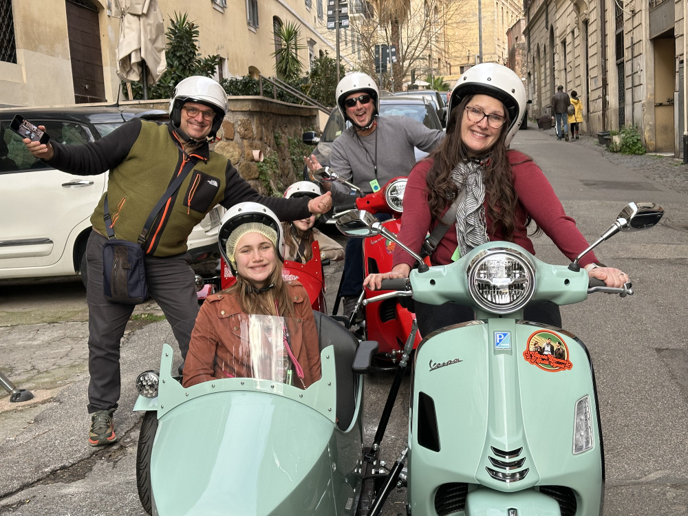 Rome in GoldenHour Private Vespa Sidecar Sunset Tour & Spritz