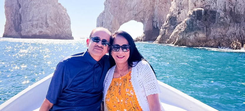 Arch, Lover's beach with Glass Bottom Boat .
