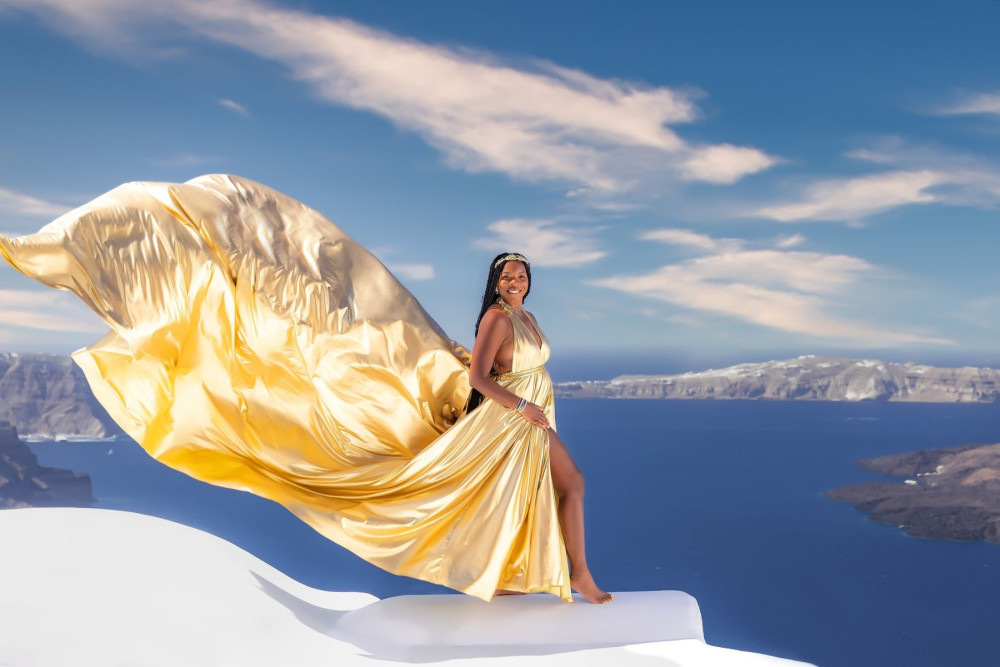 Santorini Flying Dress Photoshoot – Private Experience