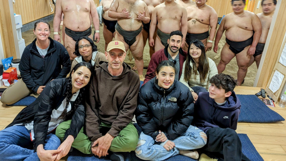 Morning Sumo Practice Viewing including Pictures with the Wrestlers