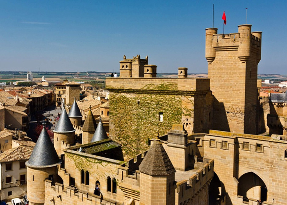 Olite Royal Palace and Ujue Abbey from Pamplona