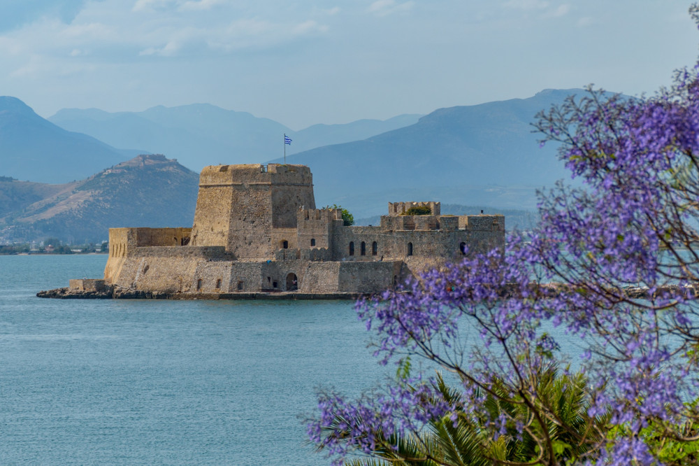 From Nafplio: Bourtzi Fortress & Karathona Beach