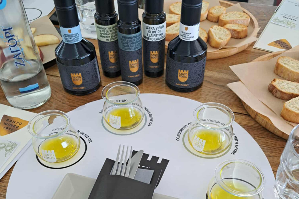 Santorini Wine & Olive Oil Tour: 2 Wineries, Caldera Views & Local Flavors