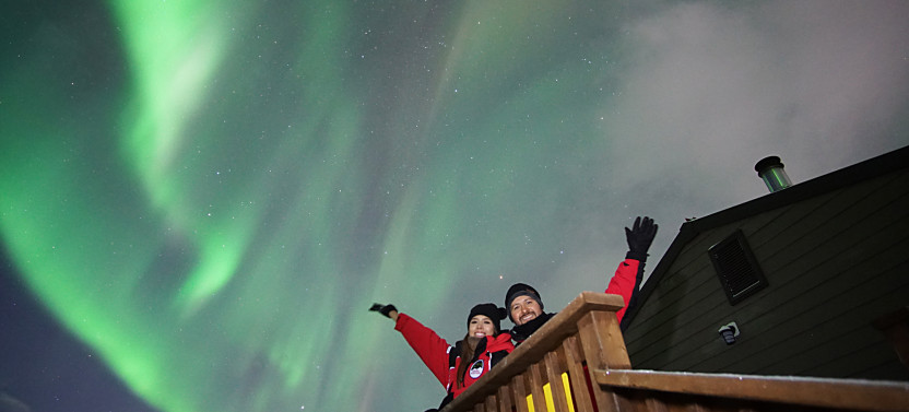 Evening Aurora Viewing Experience at a Remote Yukon Lodge