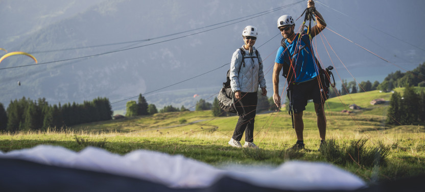 Tandem Paragliding Flight Over Interlaken and Swiss Alps Peaks