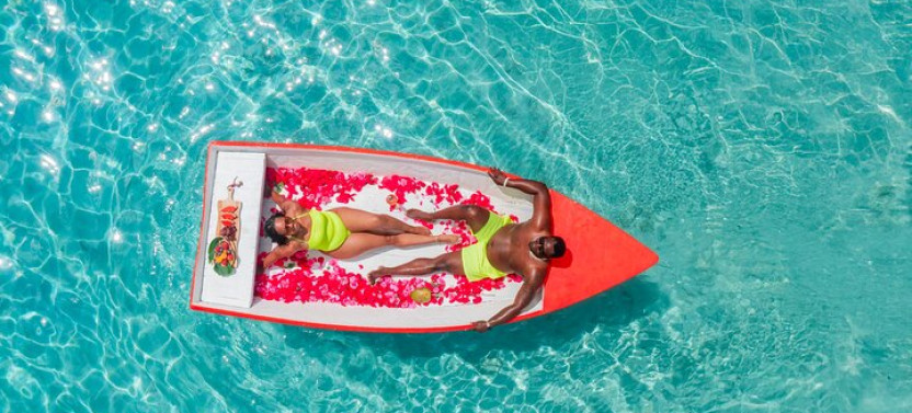 Fishing Boat Photoshoot with Champagne, Fruits, And Flowers