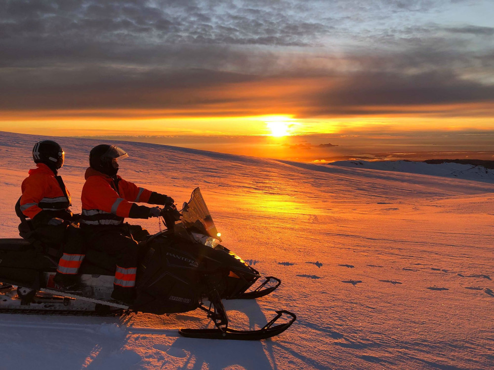 Scenic Snowmobile Adventure on Eyjafjallajökull Glacier in South Iceland