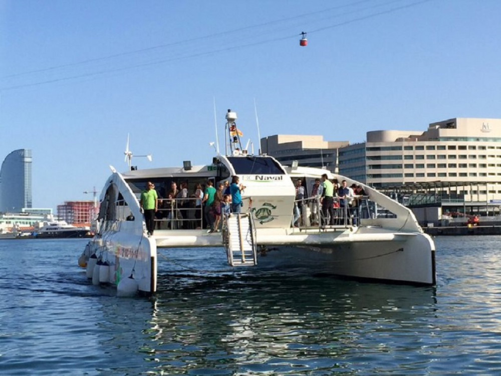 eco catamaran cruise barcelona coastline