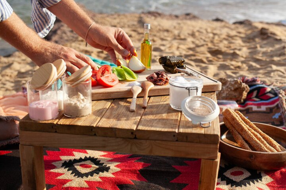 Private Greek Meze Beach Picnic with Wine on Secret Mykonos Shore
