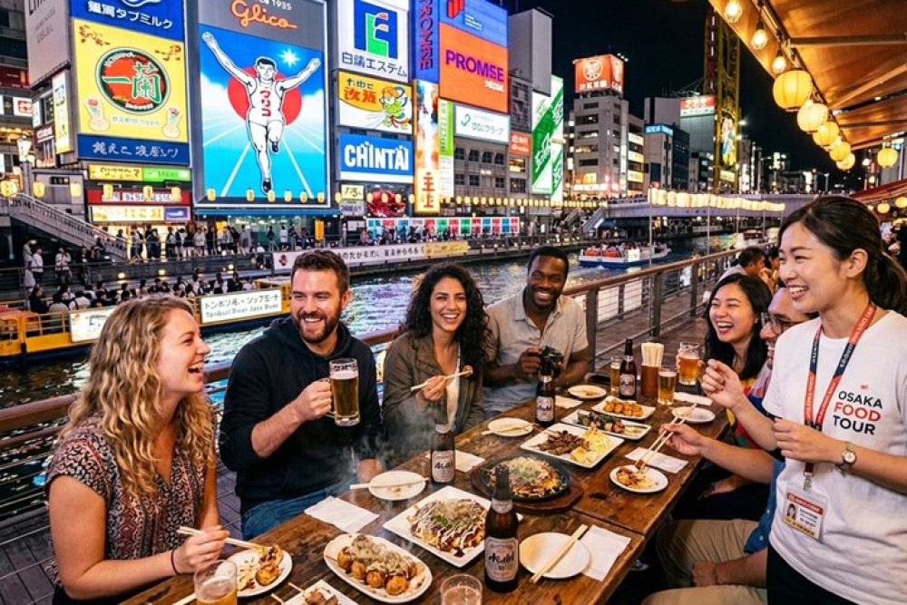 Osaka Small-Group Night Food Tour With 12 Dishes at Local Eateries