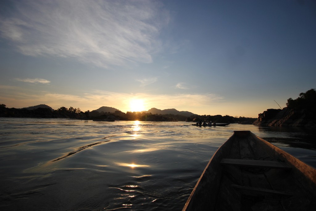 A boat traveling down the Mekong.