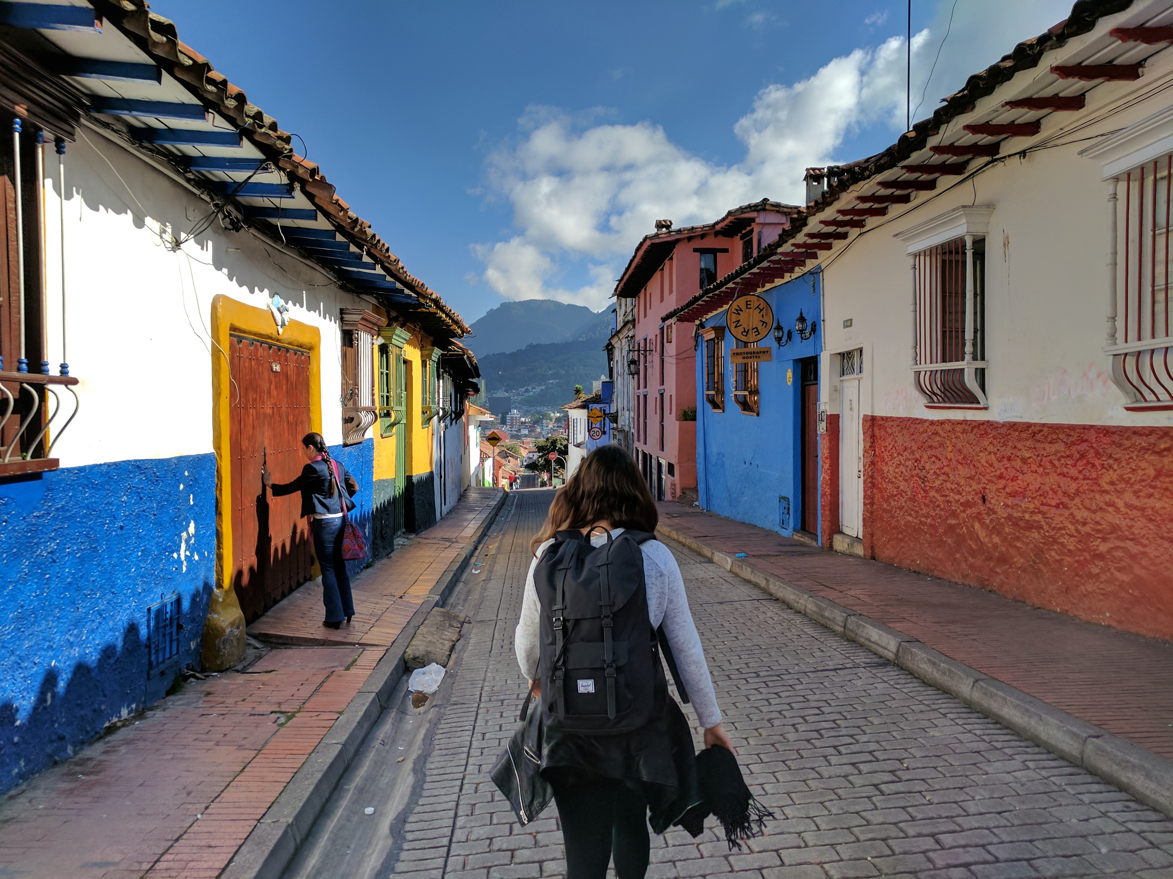 Solo female traveler in La Candelaria, Bogota, Colombia